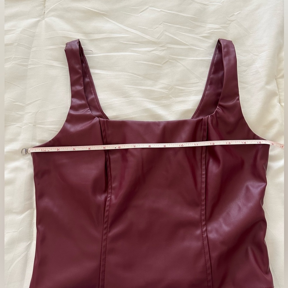 Burgundy Faux Leather Top - Picture 7 of 7